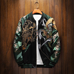 Chaqueta Varsity Unisex de Lona Raijin Fujin Sukajan, Estilo Hip Hop, Ligera, con Parches, Recubrimiento Ecológico, para Invierno - Product Image 2