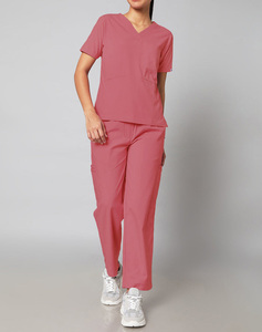 Medical Scrubs <b>Nursing</b> Men Women Summer Hospital Uniform Sets Jumpsuit Short Sleeve Polyester Spandex - Product Image 1