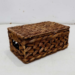 Best Selling Water Hyacinth Woven Home Storage Box <b>Desktop</b> <b>Organizer</b> with Hinged Lid and Handles - Product Image 5