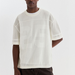 Camisetas deportivas de malla personalizadas para hombre, blancas, 100% poliéster, manga corta, transpirables, unisex, estilo urbano, a la moda. - Product Image 3