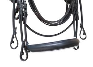 Ensemble de bridon en cuir véritable de haute qualité avec nezier et frontal rembourrés, bridon anglais réglable pour l'entraînement et la compétition FAB - Product Image 2