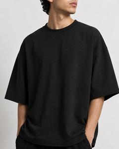 Men's Oversized <b>Half</b> <b>Sleeve</b> O-Neck Casual T-<b>Shirt</b> 100% Cotton Knitted Solid Pattern Customizable Printing Anti-Wrinkle - Product Image 3