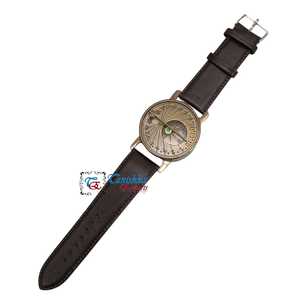 นาฬิกาข้อมือแบบเข็มทิศพร้อมหน้าปัดทองเหลืองโบราณ สายหนัง - ของขวัญวันครบรอบ/วันรับศีลล้างบาปสำหรับพ่อแม่ - Product Image 2