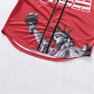 Chemise à drapeau américain, maillot de baseball USA pour hommes, manches courtes, boutonnée, design personnalisé du drapeau USA, équipe personnalisée - Product Image 4