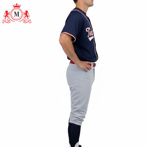 Maillot de baseball bleu pour homme avec accents rouges et blancs, en polyester respirant, taille adulte, nom d'équipe personnalisé imprimé - Product Image 3
