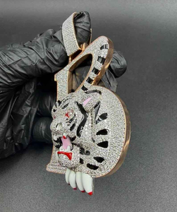 Moissanite Iced Out Tiger <b>Initial</b> Pendant Hip Hop Luxury Statement <b>Necklace</b> Custom Streetwear Jewelry <b>For</b> <b>Men</b> Women - Product Image 1