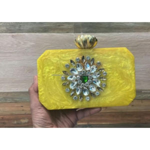 Elegant <b>Green</b> Resin <b>Clutch</b> <b>Bag</b> with Shell and Floral Embellishments Handmade Acrylic Purse <b>for</b> Women Party and <b>Wedding</b> Use - Product Image 4