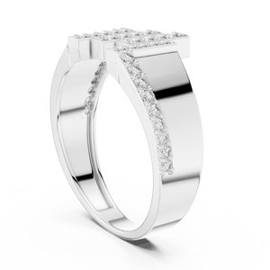 HORIZON <b>MEN'S</b> LAB GROWN CUT DIAMOND <b>RING</b> <b>SET</b> 18KT WHITE GOLD RHODIUM PLATED CERTIFIED LUXURY WEDDING ENGAGEMENT GIFTING OFFICE - Product Image 2