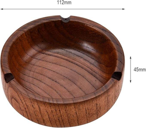 Cenicero de Cigarrillos Redondo de Madera Natural Sólida, Diseño Clásico, para Interiores y Exteriores, con 3 Ranuras para Cigarrillos - Product Image 4