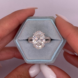 Oval cut lab grown diamond <b>Split</b> shank engagement <b>ring</b> 5 carat diamond <b>ring</b> Lab created diamond <b>ring</b> - Product Image 6