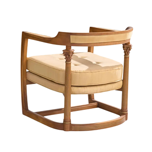 Sillón de Madera Maciza con Cojín Tapizado, Sillón Clásico de Diseño Elegante para Sala de Estar, Hotel, Cafetería, Muebles de Interior - Product Image 5