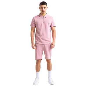 Ensemble 2 pièces T-shirt et short pour homme, style décontracté, 100% coton, coupe oversize, effet délavé, vente en gros - Product Image 1