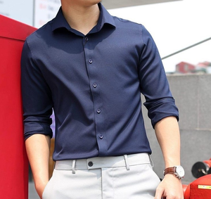 Camisa de Hombre Elegante de Manga Larga con Botones, Color Sólido, Tela Premium, Estilo Formal Sofisticado y Diseño con Estilo - Product Image 3