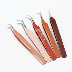 Pince à épiler personnalisée pour extensions de cils, pointe en fibre, antidérapante, courbée, outil classique pour l'application de bouquets et de volume de cils - Product Image 3