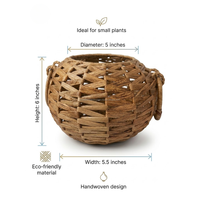 Panier de rangement artisanal en jacinthe d'eau, écologique et rustique, avec poignées latérales, organiseur de table tressé pour le bureau, AG Elements