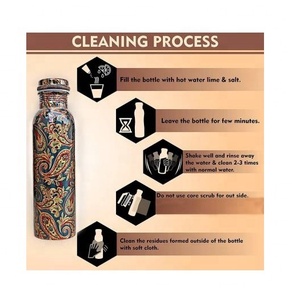 Classic VENTURES Green Printing Designer Pure Copper Water Bottle 1000ML for 100% Pure Copper Water Bottle Set for Office Sports - Product Image 6