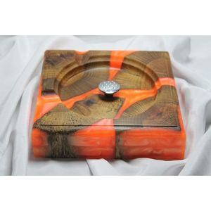 Cendrier de luxe fait main, design écologique, accessoire de fumeur en bois et résine - Product Image 3