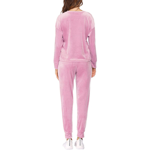 Ensembles de survêtements d'hiver en velours pour femmes, deux pièces, veste à manches longues et pantalon, hauts courts, 100 % coton, écologiques, vente en gros - Product Image 5