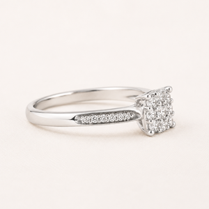 0.50 TCW Real Round Cut <b>Cluster</b> Diamond Engagement Ring for Women | Luxury Wedding Anniversary Fine Jewelry Gift Elegant Ring - Product Image 4