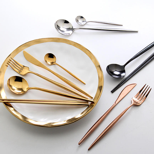 Ensemble de couverts en acier inoxydable plaqué or, plusieurs tailles, fourchette, cuillère, couteau, pour cuisine - Product Image 4
