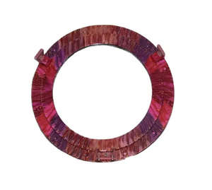 Miroir mural décoratif rond artisanal, cadre en résine artistique violette fini - Product Image 1