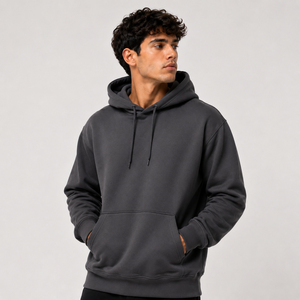 Sweat-shirt à capuche unisexe gris foncé 2026, coupe classique, 100 % coton molletonné, écologique, décontracté, pour l'hiver, avec poches, tissé uni - Product Image 2