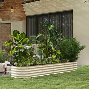 Jardinera Elevada Galvanizada de 2.4 m, Color Blanco Crema, con Borde de Seguridad para Flores y Vegetales, Tamaño Único - Product Image 2