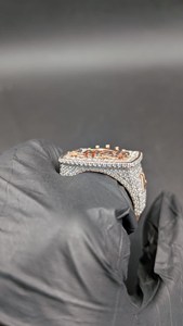 Iced Out custom <b>Initial</b> Letter Crown Style VVS Moissanite Diamond Rhodium Plated 925 Sterling Silver <b>Ring</b> For Unisex Wear - Product Image 3