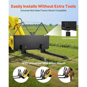 Forche per pallet per skid steer con capacità nominale di 2600 libbre, attacco telaio da 48 pollici e attacco forche da 1-7/8 pollici per carrelli elevatori - Product Image 3