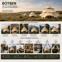 Tente de glamping BOTEEN, film étirable PVDF 950g, structure en acier galvanisé 100x150x3mm, membrane 550g, paroi PVC 0.6mm, villa sur mesure