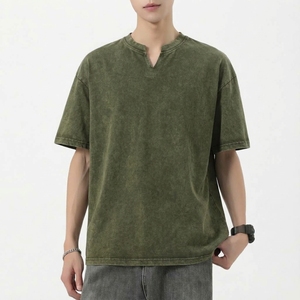 เสื้อยืดคอกว้างแขนสั้นทรงโอเวอร์ไซส์สำหรับผู้ชาย ผ้าคอตตอนหนานุ่ม สไตล์วินเทจ สตรีทแวร์ พิมพ์ลายซิลค์สกรีนแบบวอชด์ ทันสมัย - Product Image 3