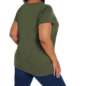 Camiseta Casual Holgada de Talla Grande para Mujer, Manga Corta, Cuello Redondo, Color Sólido, Top de Verano, Mezcla de Algodón Suave, Venta al Por Mayor OEM - Product Image 4