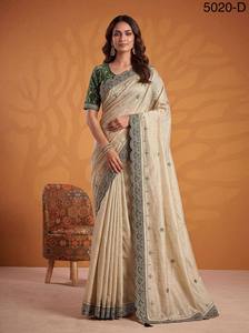 Atractivo sari de diseño con elegante trabajo Gotapatti y una extraordinaria prenda para la blusa. - Product Image 2