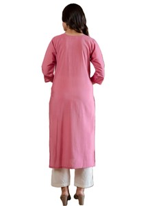 Womens Rayon Roman Silk Floral Embroidery Motif Straight Kurta Design Party Floral Summer Slim Quick Dry Embossed All Seasons - Product Image 3