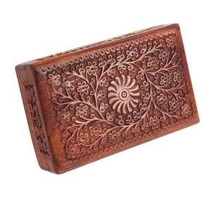 AL MALIK CRAFT Wooden Storage <b>Box</b> Rectangular Gray White <b>Floral</b> Inlay Pattern Jewelry Organizers for Necklace Ring 0-1L Capacity - Product Image 5