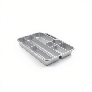 Portaposate Cubertero a 2 Scomparti in Metallo Argentato, Organizzatore per Cassetti Multifunzione, Inserto per Armadietti da Cucina - Product Image 2