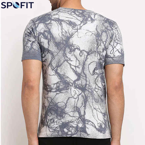 SPOFIT Men's Short Sleeve Printed T-<b>Shirt</b> Slim Fit Quick Dry Knitted Sporty O-Neck <b>100</b>% <b>Polyester</b> Sublimation Transfer Print - Product Image 2