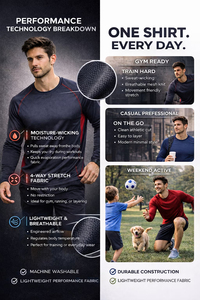 T-shirts à manches longues pour hommes OEM, coupe décontractée, manches longues, respirants, en coton, pour la gym, hiver. - Product Image 5