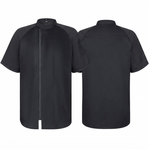 เสื้อเชฟแบบยูนิเซ็กซ์ พรีเมียม 65% โพลีเอสเตอร์ 35% ผ้าฝ้าย 180 GSM แผงตาข่ายระบายอากาศ สีดำ พิมพ์โลโก้ด้วยผ้าไหมแบบสั่งทำพิเศษ สำหรับชุดยูนิฟอร์ม - Product Image 5