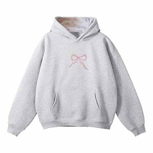 เสื้อฮู้ดดี้ปักลายลำลองสำหรับฤดูหนาว ดีไซน์โบว์แบบกำหนดเอง เสื้อฮู้ดดี้โอเวอร์ไซส์ - Product Image 2