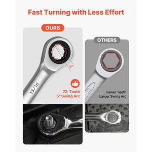 Set di 16 Chiavi Combinate SAE con Cricchetto a 72 Denti in Acciaio Cr-V, Misure Chiare, Confezione in Sacchetto Arrotolabile - Product Image 3