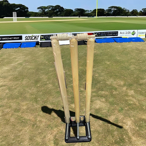 Mahaplay-Juego de tocones de cricket con 3 tocones de madera, 2 soportes de hierro con resorte, dos colores para taladros y partidos - Product Image 1