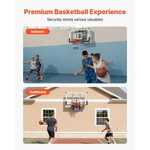 Panier de basket mural de 54 pouces avec panneau en polycarbonate, réglage manuel, pour intérieur/extérieur, design classique épaissi de 0,11 pouce, pour l'entraînement - Product Image 2