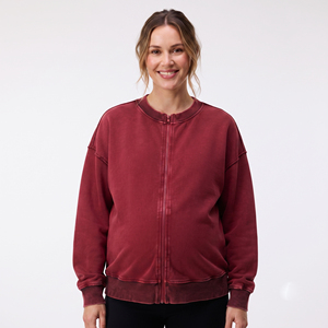 High Quality Zipper Maternity Jacket Women Crew Neck <b>Nursing</b> Breastfeeding Jackets Ladies 100% Cotton Maternity Bomber Jackets - Product Image 3