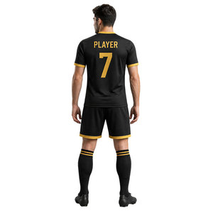 Custom Black Gold Soccer Jersey Set Men Sublimation Football Uniform Training Kit Breathable Quick Dry Team Wear With <b>Shorts</b> - Product Image 4