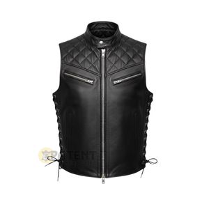 Chaleco de Cuero Genuino para Hombre, de Cuero Patentado, para Invierno, Resistente al Viento, Transpirable, Servicio Personalizado OEM, Venta al Por Mayor - Product Image 1
