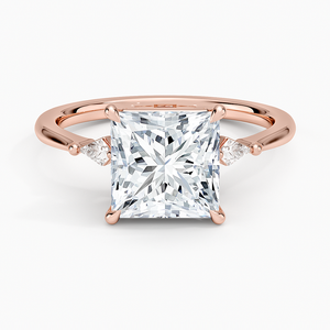 Anillo de Diamantes con Corte Princesa, Diamante Cultivado en Laboratorio, Tres Piedras Laterales en Forma de Cometa, Oro 14K/18K, Joyería Fina Petite Cometa, Anillo de Regalo de Lujo - Product Image 2