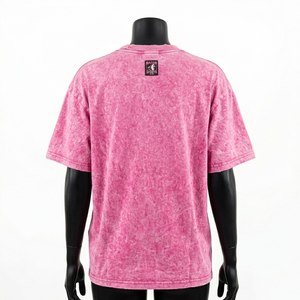Camiseta de Algodón Grueso de 240 GSM para Mujer, Lavado Ácido, Color Rosa Mineral, con Estampado Gráfico - Product Image 5