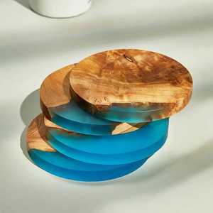 Juego de Posavasos Cuadrados de Lujo, Modernos, Hechos a Mano con Resina Epoxi y Madera, 350 mm de Diámetro, 5 mm de Grosor, Colección de Decoración para el Hogar - Product Image 5