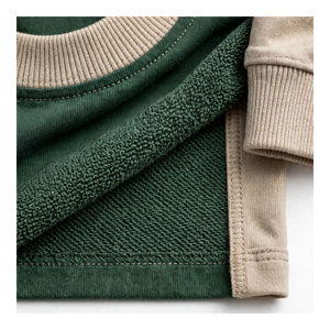 T-shirt vert à manches courtes pour homme, col rond, couleur unie, coupe oversize, tricoté, avec bordure contrastante, 100 % coton écologique 320g - Product Image 6